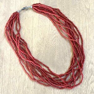 SILPADA N0875 Multi 10 Strand Hand Beaded Red Coral Necklace